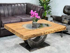 Massivholztisch Baumscheibentisch Couchtisch  Baumkante
