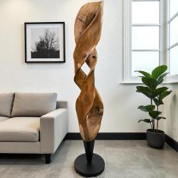 Minimalistische Teakholz-Säule in 3D-Optik  ca. H206 x B40 cm x T40 cm