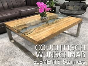 Couchtisch auf Wunschmaß "Elements Teak" aus recyceltem Altholz