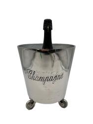 Champagner Flaschenkühler aus Nickel ca. Ø23,5 x H28 cm auf Rädern