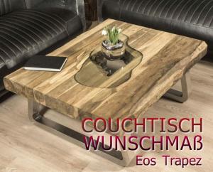 Maßtisch Wohnzimmertisch "Eos Trapez" aus recyceltem Teakholz