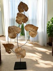 Freistehende Dekoration "Leaves" aus Holz mit Metall, Höhe 187 cm, Breite 105 cm