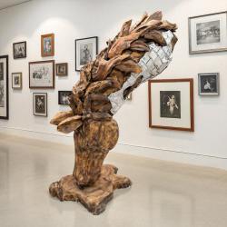 "Pferdekopf" aus Teakholz mit Applikationen aus Aluminium (Höhe ca. 100 cm) Aussergewoehnliche deko holzskulptur pferdekopf