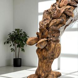 "Pferdekopf" aus Teakholz mit Applikationen aus Aluminium (Höhe ca. 100 cm) Aussergewoehnliche deko holzskulptur pferdekopf