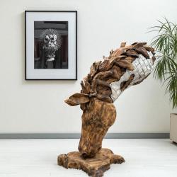 "Pferdekopf" aus Teakholz mit Applikationen aus Aluminium (Höhe ca. 100 cm) Aussergewoehnliche deko holzskulptur pferdekopf