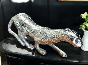 Dekoration schleichender Leopard 27 cm silber