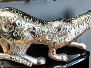 Dekoration schleichender Leopard 27 cm silber