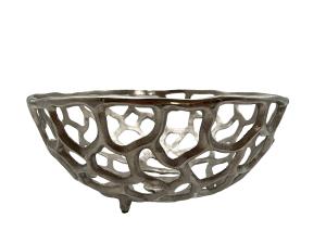 Dekoschale aus Aluminium im Gittermuster Ø40 x H18 cm