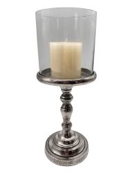 Design Kerzenständer aus Nickel mit Glas ca. Ø 17 (Ø unten 15) x H41,5 cm