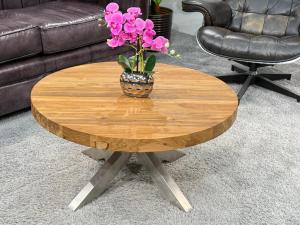 Runder Wohnzimmertisch "Eternia" (Durchm. ca. 80 cm / Höhe ca. 40,5 cm) aus Altholz