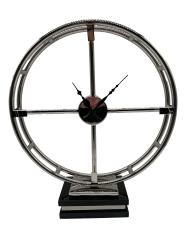 Design Standuhr aus verchromtem Edelstahl ca. B41 x T12,5 x 48 cm