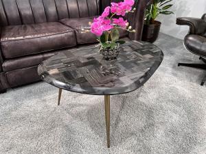 Design Wohnzimmertisch,  ca. 90 x 60 x 43 cm, "Stone Age" aus versteinertem Holz