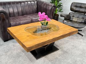 Rechteckiger Couchtisch aus Massivholz Deep Island 120 cm