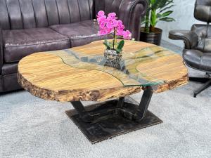 Couchtisch "Fjord" ca.120 x 75-90 x 50,5 cm aus Holz (Altholz Teak)