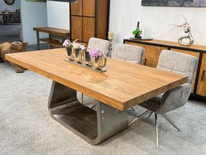 Esstisch / Massivholztisch "Deep Island U" ca. 200 x 100 x 77,5 cm aus recyceltem Altholz Esstisch Massivholztisch mit U-Gestell Deep Island