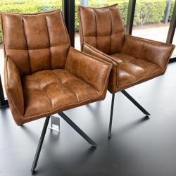 RESTPOSTEN (2 STK), Esszimmerstuhl Design "Nizza braun Vintage" drehbar mit Armlehne