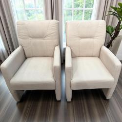 RESTPOSTEN (2 Stk.) Esszimmerstuhl/Sessel "Granada creme" mit Armlehne auf Rollen Esszimmerstuhl Sessel Granada beige