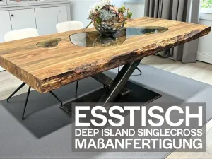 Massiver Esstisch auf Wunschmaß gefertigt Deep Island Singlecross