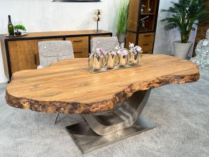 Edler Esstisch aus recyceltem Altholz "Fusion No Glass" ca. 220 x 95-110 x 77 cm