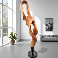 Handgeschnitzte Dekosäule aus Mahagoni  ca. H210 x B60 cm x T50 cm Holzskulptur Aufsteller Baumstamm 3D-Optik