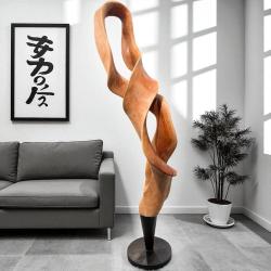 Handgeschnitzte Dekosäule aus Mahagoni  ca. H210 x B60 cm x T50 cm Holzskulptur Aufsteller Baumstamm 3D-Optik