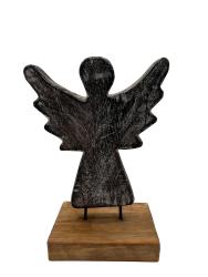 Handgeschnitzte Dekoration aus Holz "Engel schwarz L" ca. B20 x T9 x H31 cm ähnl. Abbildung