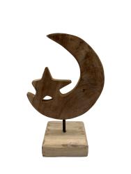 Handgeschnitzte Dekoration aus Holz "Mond L" ca. B18 x T10,5 x H29 cm ähnl. Abbildung