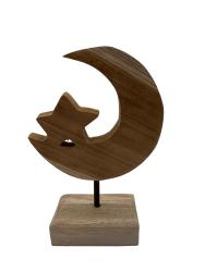 Handgeschnitzte Dekoration aus Holz "Mond M" ca. B15 x T6,5 x H23,5 cm ähnl. Abbildung