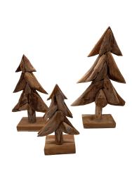Handgeschnitzte Dekoration aus Holz "Tannen-Set" ca. B18xT9xH30 cm, B22xT10xH40 cm, B30xT10xH50 cm ähnl. Abbildung