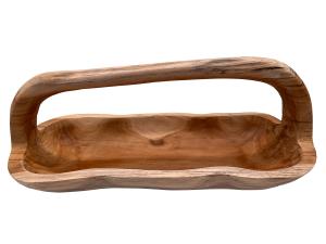 Handgeschnitzte Dekoration aus Holz Tischschale mit Griff ca. B40 x T18 x H17 cm ähnl. Abbildung