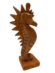 Handgeschnitzte Holzdeko Figur "Seepferdchen" ca. H31,5 x B9 x T9 cm ähnl. Abbildung