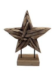 Handgeschnitzte Holzdekoration "Holzstern L" ca. B32,5 x T10 x H39 cm ähnl. Abbildung