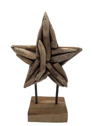 Handgeschnitzte Holzdekoration "Holzstern S" ca. B21 x T9 x H33,5 cm ähnl. Abbildung