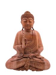Handgeschnitzte Holzfigur Meditierender Buddha M