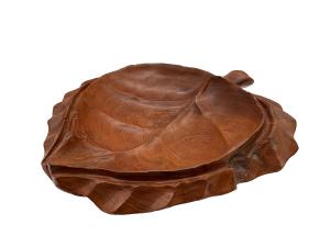 Handgeschnitzte Holzschale "Blattdesign" ca. B42 x T39 x H10 cm ähnl. Abbildung