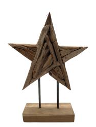 Handgeschnitzte Weihnachtsdekoration "Holzstern L" ca. B28 x T9,5 x H40 cm ähnl. Abbildung
