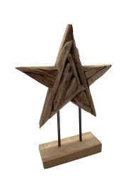 Handgeschnitzte Weihnachtsdekoration Holzstern L
