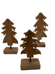 Handgeschnitzte Weihnachtsdekoration aus Holz "Tannen" ca. B11,5xT5,5xH22 cm, B12xT5xH27 cm, B13xT5,5xH31 cm ähnl. Abbildung