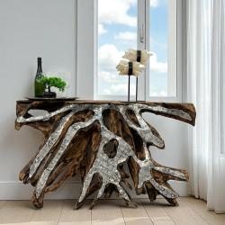 Sideboard aus einer Baumwurzel mit Aluminium