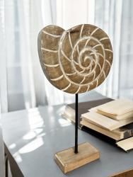 Maritime Dekofigur Muschel geschnitzt Holz Dekoration