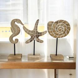 Maritime Dekofigur Muschel geschnitzt Holz Dekoration