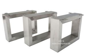 Tischbeine / Untergestell für Couchtische aus Edelstahl gebürstet 30 x 40 cm (1 Set = 3 Stück) TB102-30x40-EDELST-3X