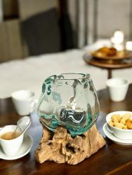 Schale aus Glas mit Holz Geschenk