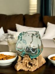 Schale aus Glas mit Holz Geschenk