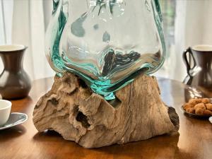Schale aus Glas mit Holz Geschenk