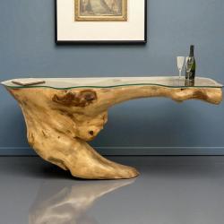 Sideboard "Suar" 201 x 38-55 x 89 cm aus einem massiven Suarholz Baumstamm
