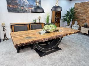 Vollmassiver Echtholztisch "Deep Island", ca. 250 x 102-103 x 77 cm mit 9,5 cm starker Tischplatte
