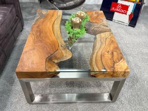 Couchtisch "Natural Landscape" (ca. 100 x 80 x 45 cm) aus Teakholz Couchtisch aus Holz Natural Landscape 100cm