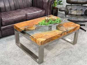 Couchtisch "Natural Landscape" (ca. 100 x 80 x 45 cm) aus Teakholz