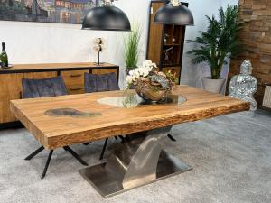 Esstisch / Massivholztisch "Deep Island" ca. 220 x 100 x 76,5 cm aus recyceltem Altholz